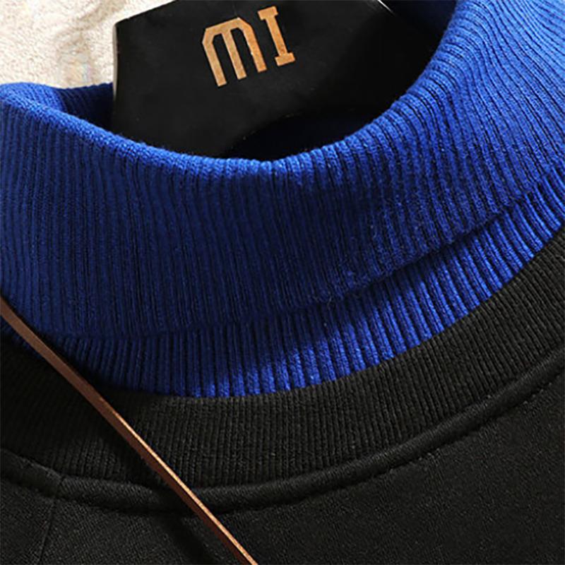 Youth High-neck Sweater Men Plus Velvet Warm Casual Loose Sweatshirts