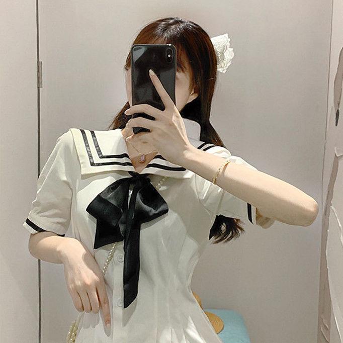 Female Elegant Navy Collar Super Fairy Holiday Dress Sailor Sweet Vintage Graceful Slim Party Dress