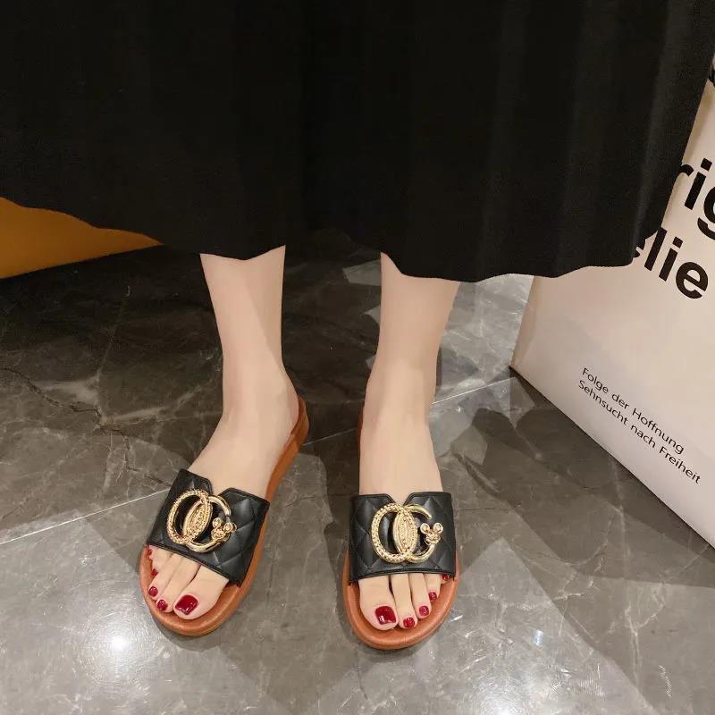 Summer Flat Slippers Women's Solid Color Outer Wear Soft Bottom Non-slip Slippers