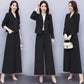 2PCS Women's Loose Wide Leg Pants Suit Spring/Autumn Fashion Casual Western Style Short Two-piece Set Elegant Trend Solid Sets Ladies Solid Color Suit