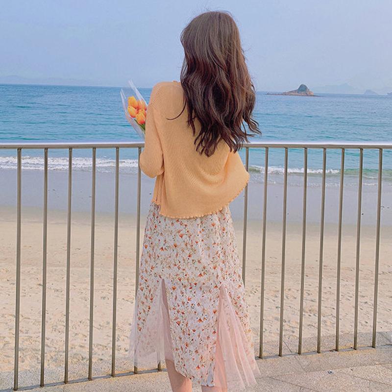 Floral Sling Dress Female Spring Summer Casual V-neck Sleeveless Mid-length Casual  Comfortable