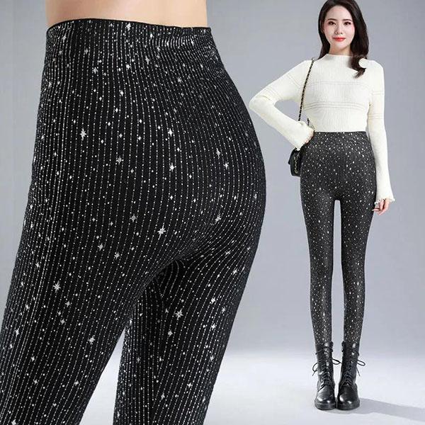 Women's High Elastic Leggings Autumn and Spring Ladies Plus Velvet High Waist Large Size Elastic Waist Slim All-match Tights