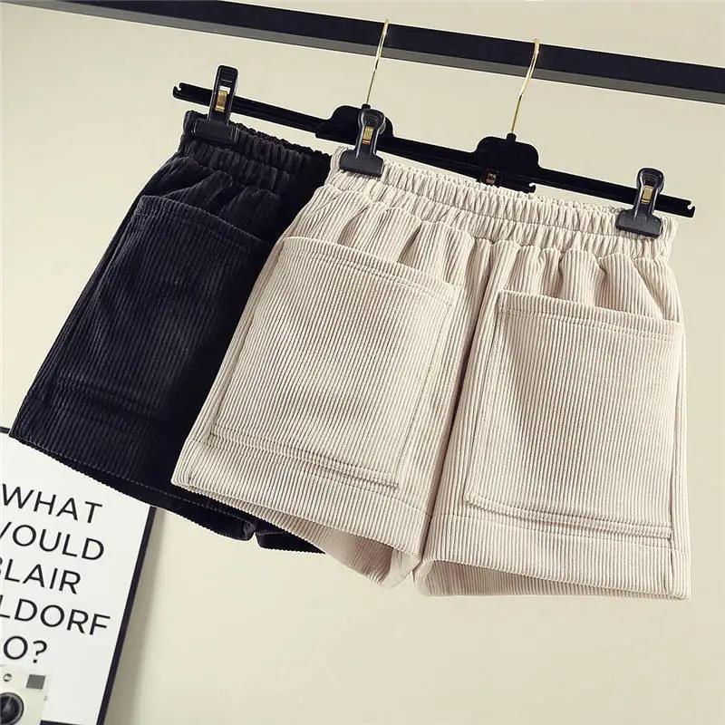 Autumn and Winter Plus Size Thickened Corduroy Shorts Women's Western Style Is Thin Wide-leg Corduroy High Waist All-match Outer Wear Boot Pants