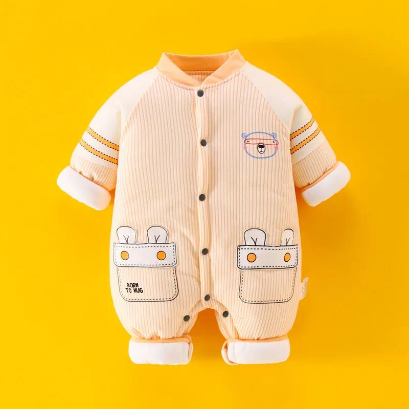 Newborn Baby One-piece Clothes Autumn and Winter Cotton Thickened Suit Newborn Baby Clothes Cotton Clothes Cotton Clothes Wear Warm Outside