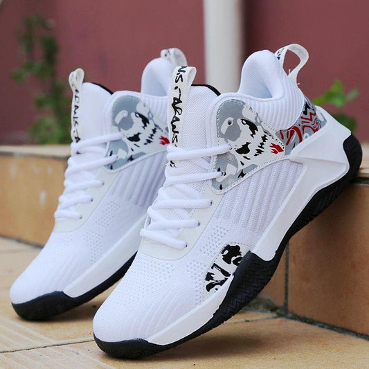 Summer High Top Men's Basketball Shoes Breathable Mesh High Top Sneakers Men's Actual Combat Shoes Student Sports Shoes