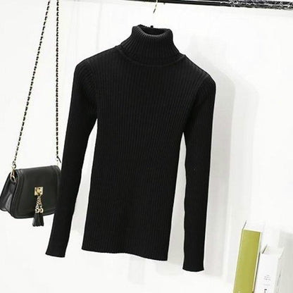 Warm Turtleneck Sweater Autumn and Winter High Collar Thick Sweater Women's Wild Long-sleeved Slim