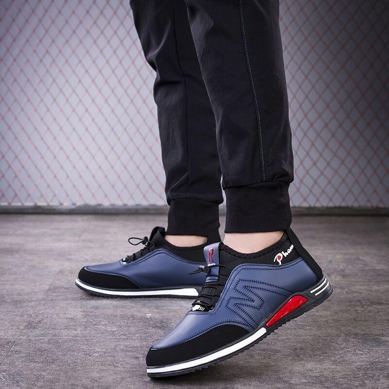 Men's Shoes Winter Fleece Soft Bottom Casual Leather Shoes All-match Trendy Shoes Non-slip Warm Cotton Shoes