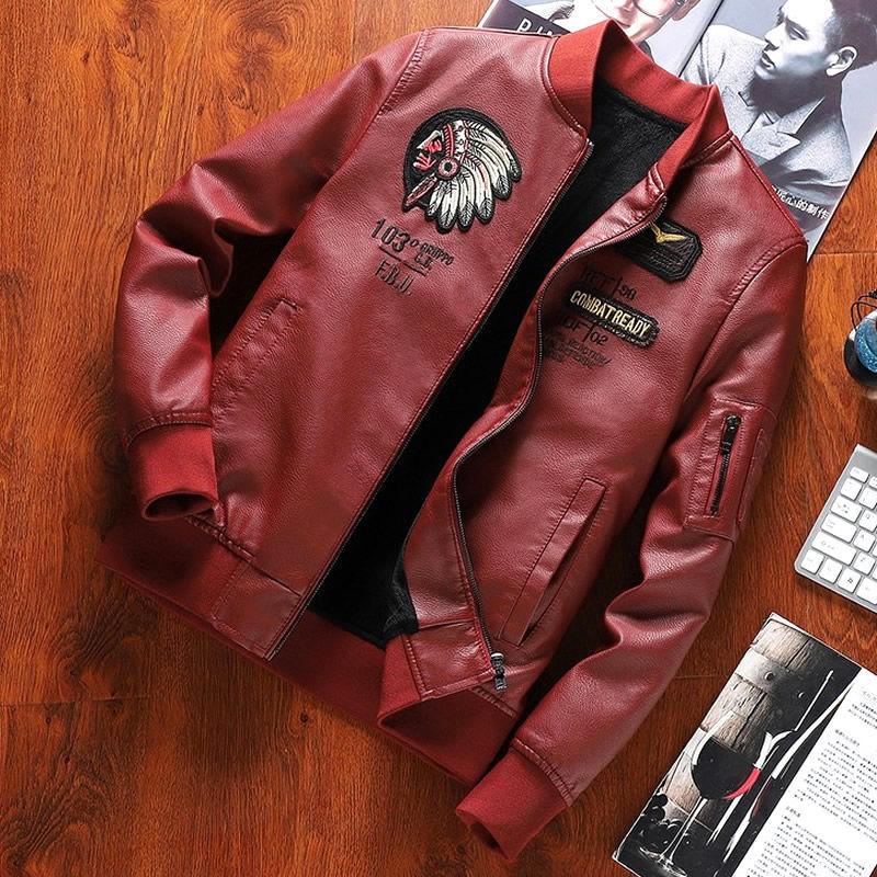 Winter Leather Men's Stand-up Collar Men's Jacket Winter Clothing Simulation Leather Jacket Men's Korean Style Trend Loose Plus Velvet Thickening