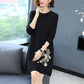 Autumn and Winter Loose Mid-length Dress Large Size Casual Printing Base Skirt Temperament Middle-aged Women Sweater Dress