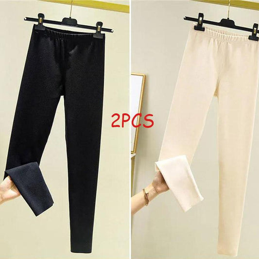 2Pcs Women's Line Pants Underpants Leggings Winter Velvet Inner Warmth Leggings Comfortable and Thin Inner Lining Long Pants