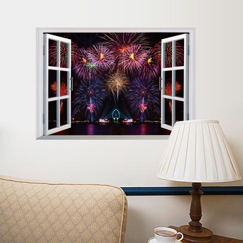 [Wall sticker] Fireworks outside the window 3D fake windows landscape home decoration wall stickers