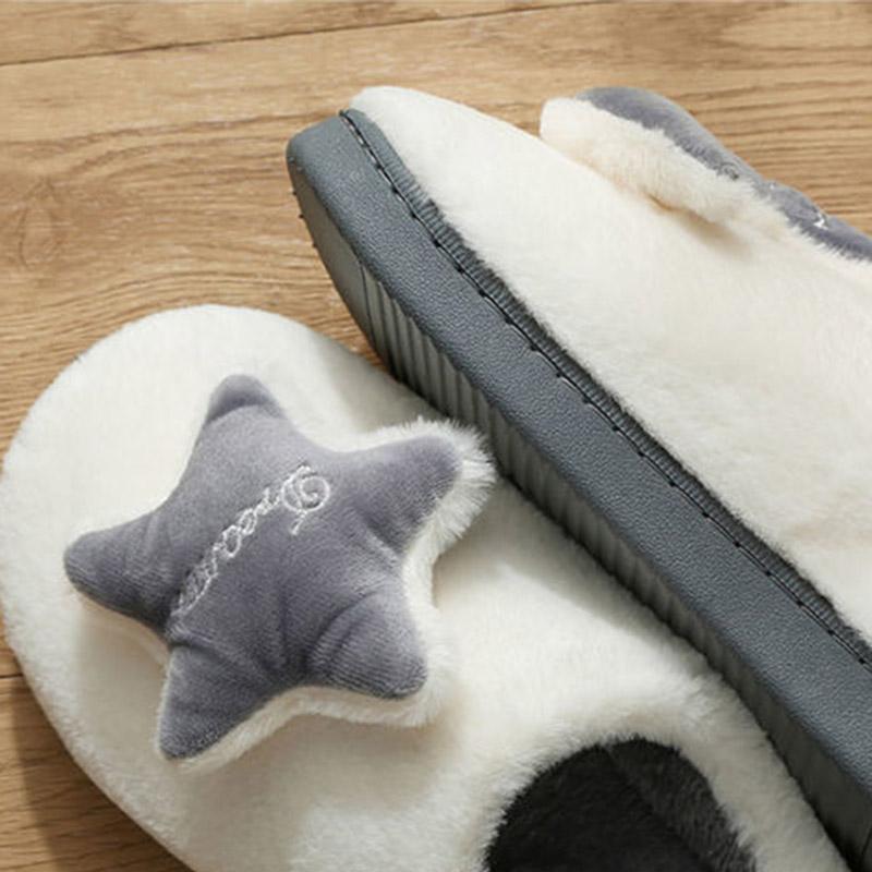 Cotton Slippers for Men and Women In Autumn and Winter Couples Indoor Non-slip Thick-soled Warm Half-heeled Slippers