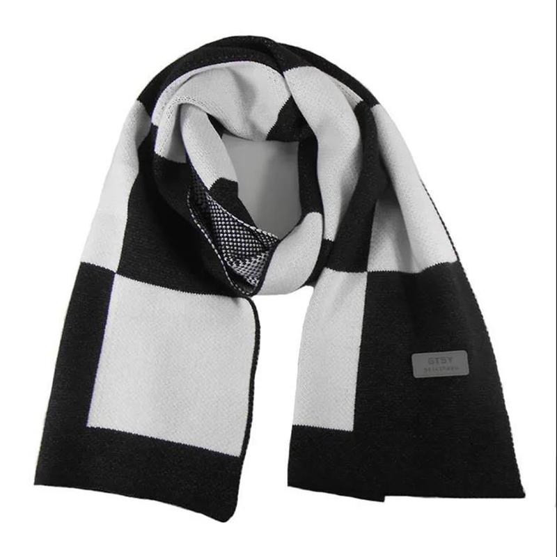 Men's Knitted Scarf Winter High-end Fashion Plaid Scarf Winter Thick Warmth Long Couple Scarf