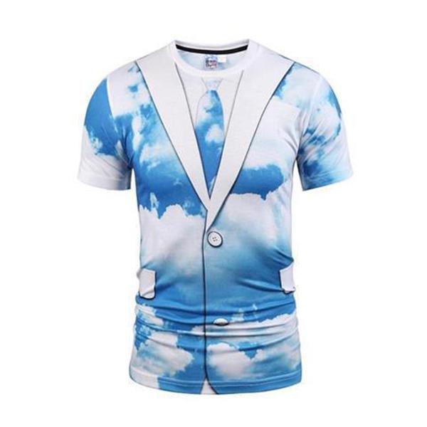 Half-sleeve Clothes Summer Men's Round Neck Short-sleeved T-shirt Top 3D Creative Art Print T-shirt