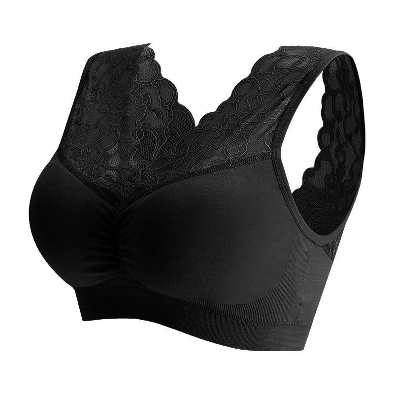 1 Piece of Lace Underwear Bra Middle-aged Women's Sports No Steel Ring Vest Style Large Size Gather Beautiful Back