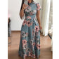 Women Summer Long Dress Vintage Floral Print Elegant Slim Dress Tunic Maxi Dress Female Evening Party Dress