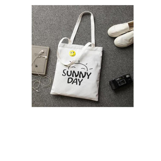 Canvas bag the schoolgirl is cross-carrying a canvas bag with a versatile shoulder