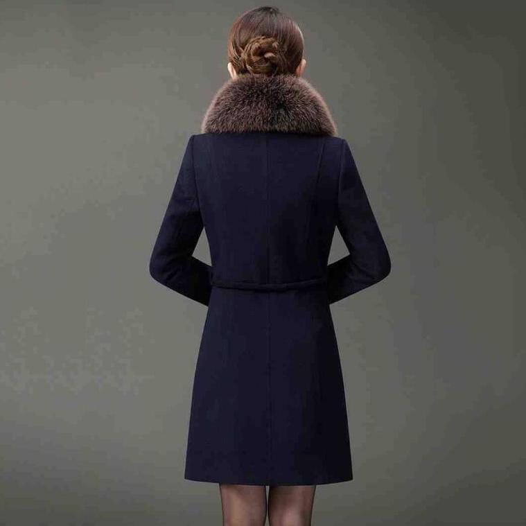 Luxury Fur Collar Autumn Winter Women's Casual Wool Blend Coat Long Coat Women Wool Coat Outerwear
