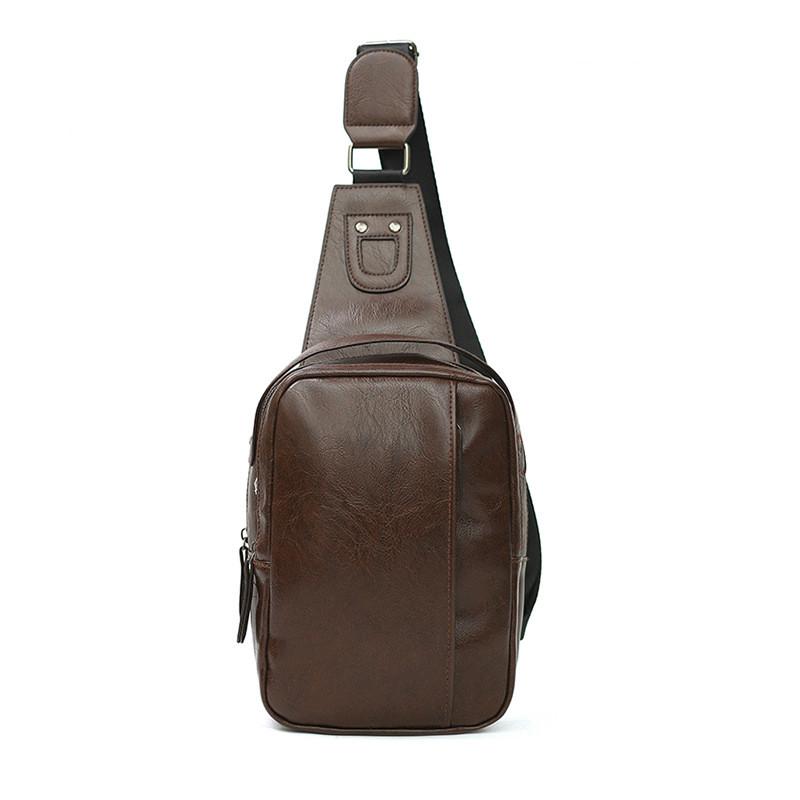 Chest Bag Men's Pu Leather Large-capacity Pockets Outdoor Riding Sports Messenger IPAD Package