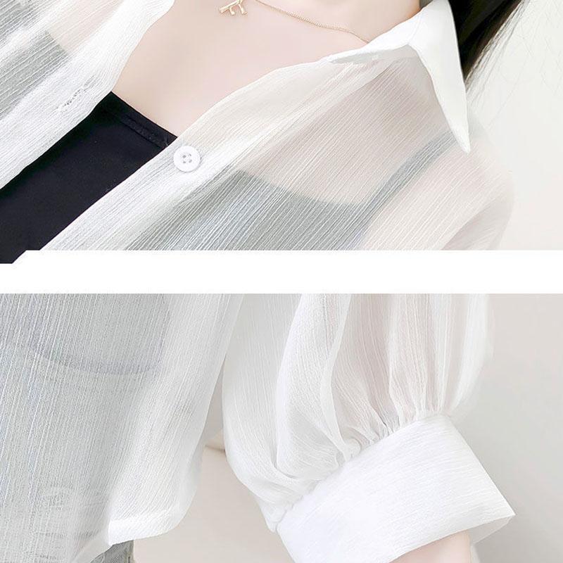 Chiffon Doll Sleeve Cardigan Women's Thin Sun Protection Shirt Short Outer Shawl Loose Top Thin Coat
