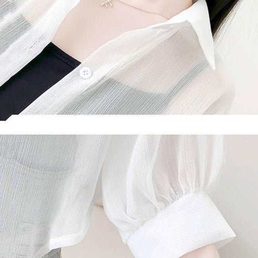 Chiffon Doll Sleeve Cardigan Women's Thin Sun Protection Shirt Short Outer Shawl Loose Top Thin Coat