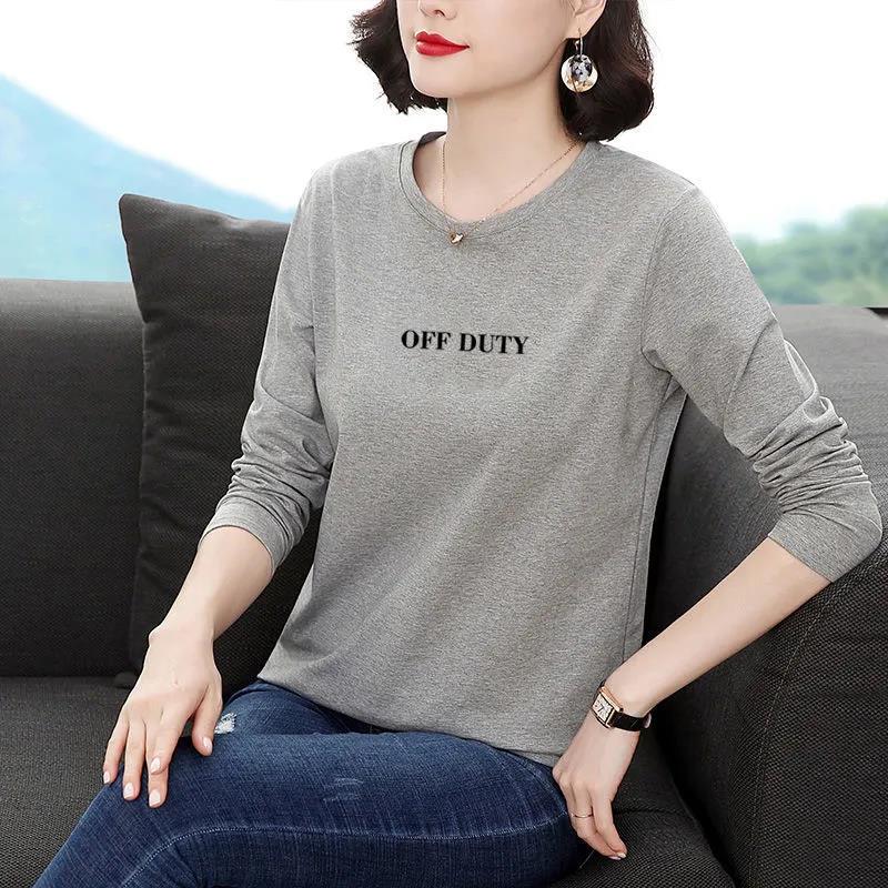 Summer Long Sleeve Shirt Letter Printing Shirt Casual Loose Pullover Women Boutique Cotton T-shirt