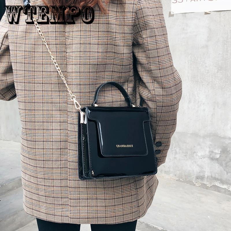 Fashion patent leather bag trend wild chain shoulder bag Messenger bag summer female bag handbag
