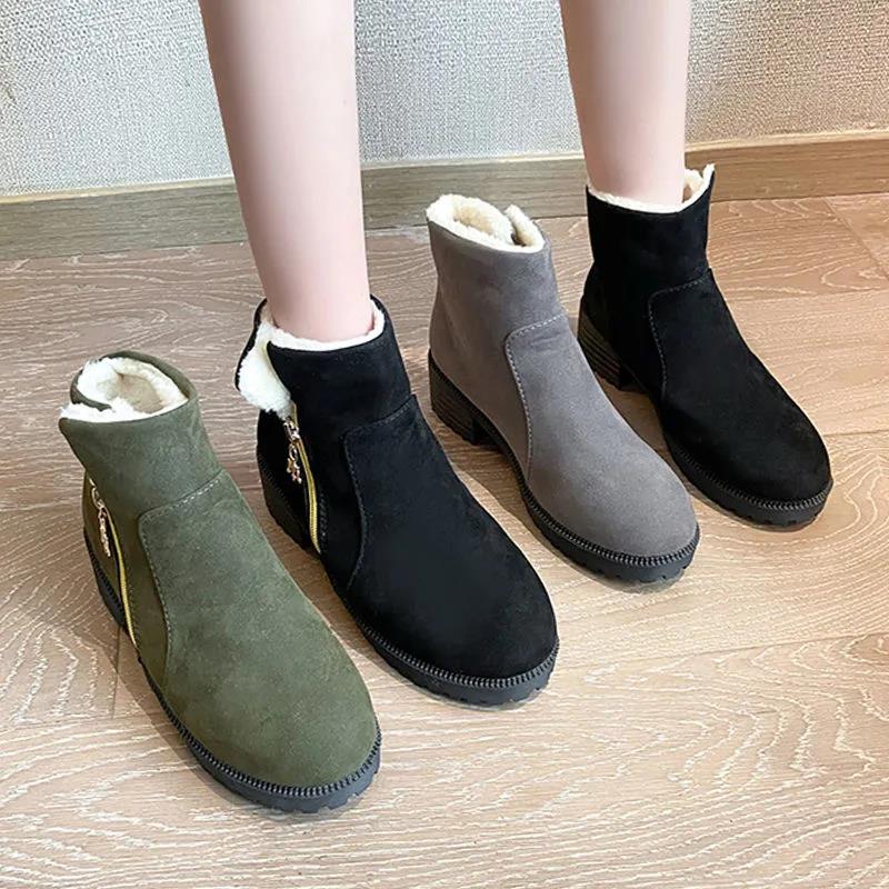 Warm Snow Boots Women Winter Plus Velvet Thick High-top Cotton Shoes Thick Heel Cotton Boots Female Wild Martin Boots