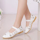 Girls Sandals Girls Spring Summer Soft Sole Low Heel Casual Sandals Solid Color Anti-slip Beads and Flowers Decoration Princess Sandals