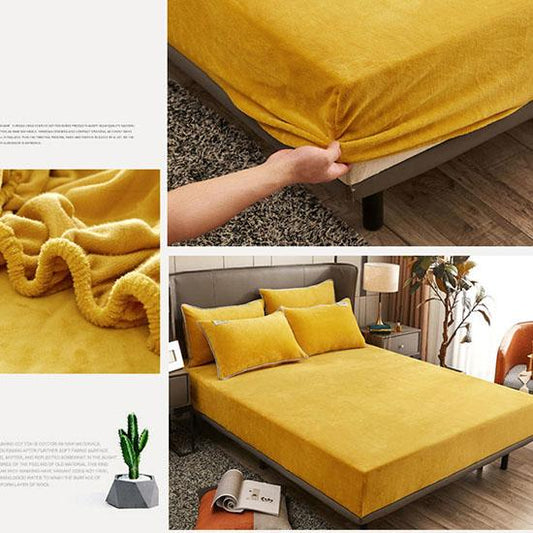 3pcs/set Thick Coral Velvet Mattress Cover Crystal Velvet Bedspread Plus Velvet Flange Winter Warm Bed Cover