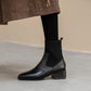 Chelsea Boots Flat Short Boots Autumn and Winter British Style Winter Boots Thick Heel Knitted Stretch Martin Boots Women