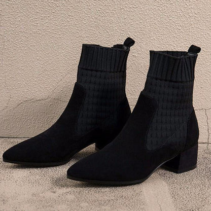 Women Boots Autumn Winter High Heel Warm Pointed Toe Fringe Zip Ankle Chelsea Shoe Sexy Fashion