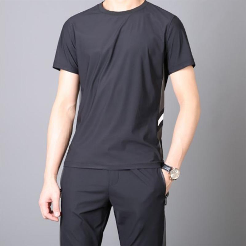 Silky Soft Q Elastic Ultra-thin Quick-drying Ice Silk Two-piece Summer High-end Men's Casual Sports Suit Trend
