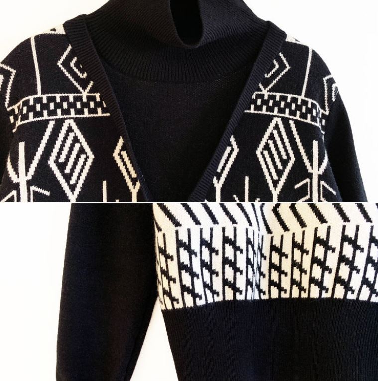 Retro Fake Two-piece Thickened Turtleneck Bottoming Shirt Women's Vest Stitching Knitted Sweater Fashion Slim Short Sweater
