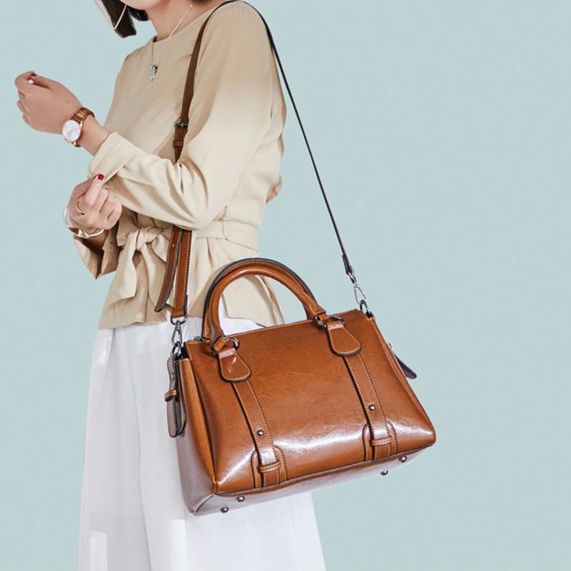 Cowhide Ladies Bag Leisure Shopping Handbags Female Atmosphere Wild Fashion One-shoulder Messenger Big Bag