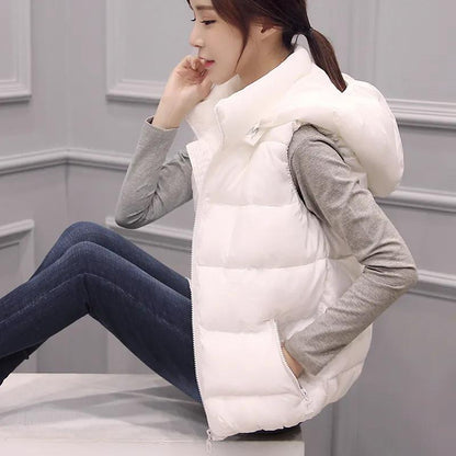 Cotton Vest Removable Hat Spring and Autumn Short Down Cotton Jacket