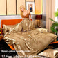 Ice Silk Four-piece Double-sided Mulberry Solid Color Silk Slide Pillow Cover Sheet Set Summer Cool Bedding