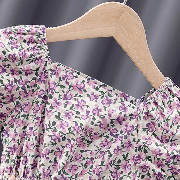 Girls Sets New Spring Summer Floral Children T-shirt+Solid Shorts 2PCS Kids Suit Fashion Children Clothes
