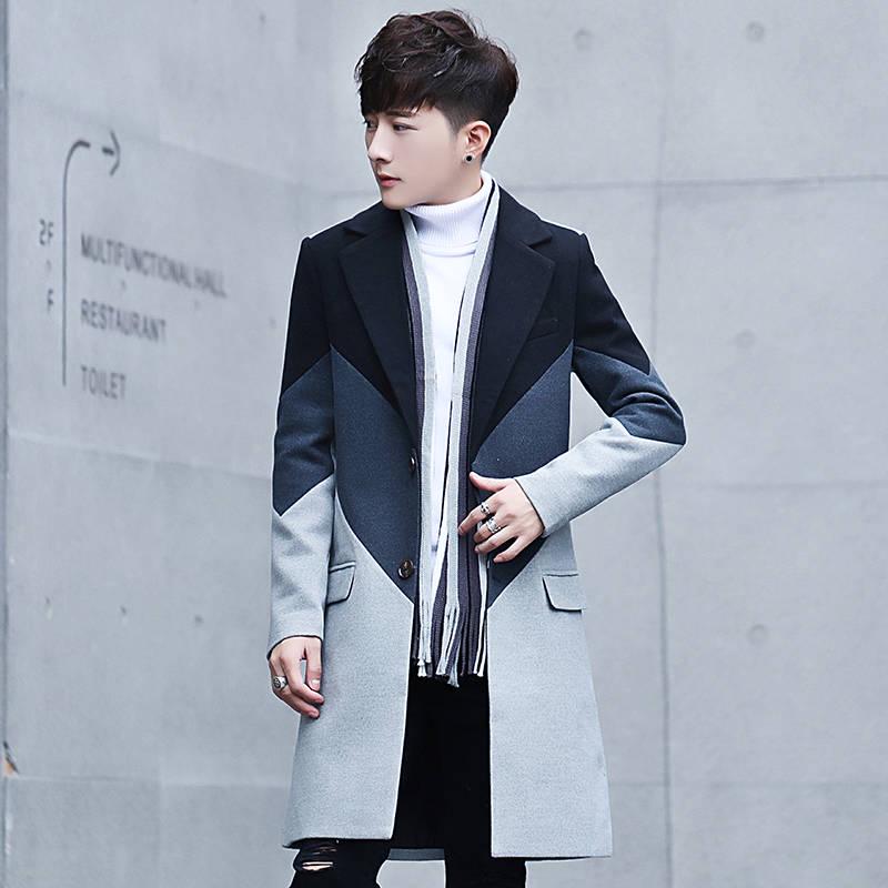 Winter Woolen Coat Men Leisure Long Woolen Coats Mens Casual Fashion Jackets Casual Men Overcoat
