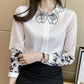 Spring and Autumn Clothes Slimming Top Women's Loose Long-sleeved Shirt All-match T-shirt