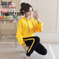 Two pcs set wild long-sleeved casual sweatshirt set large size spring and autumn women's clothing