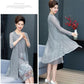 Chiffon Shirt + Dress 2pcs Suit  Women's Sun Protection Clothing Sun-Dress Mid-length Plus Size Shawl Loose Outer Chiffon Cardigan Thin Coat Beach
