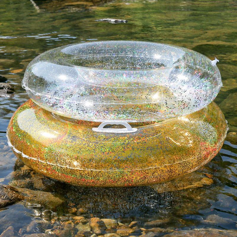 Thickened Inflatable Sequin Transparent Swimming Ring Transparent Sequin Adult Swimming Ring Inflatable Water Lifebuoy