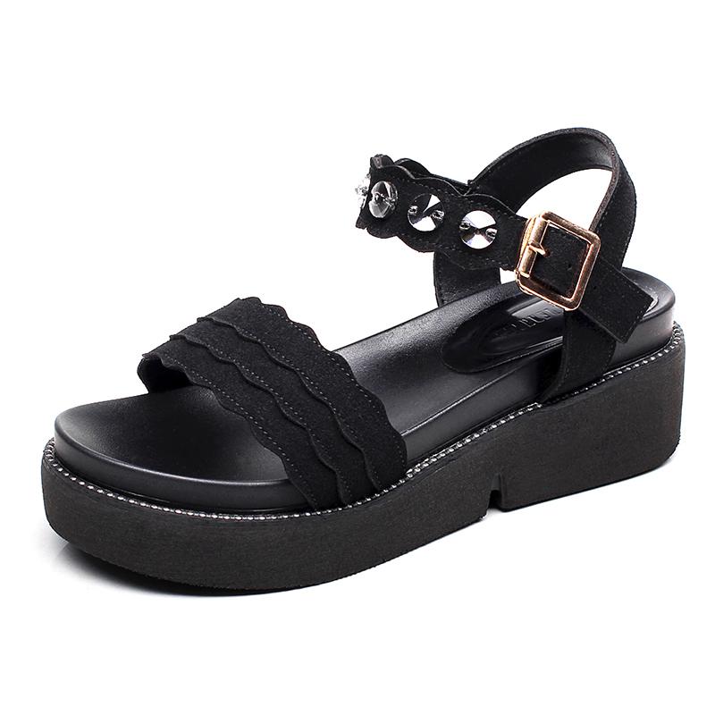 Summer Bright Diamond Flat Sandals Casual Women's Sandals Platform Non-slip Wedge Sandals Flat Student Women's Shoes