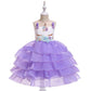 Kids Unicorn Dress for Girls Flower Appliques Ball Gown Little Girl Princess Dresses Elegant Party Costumes Children Clothing