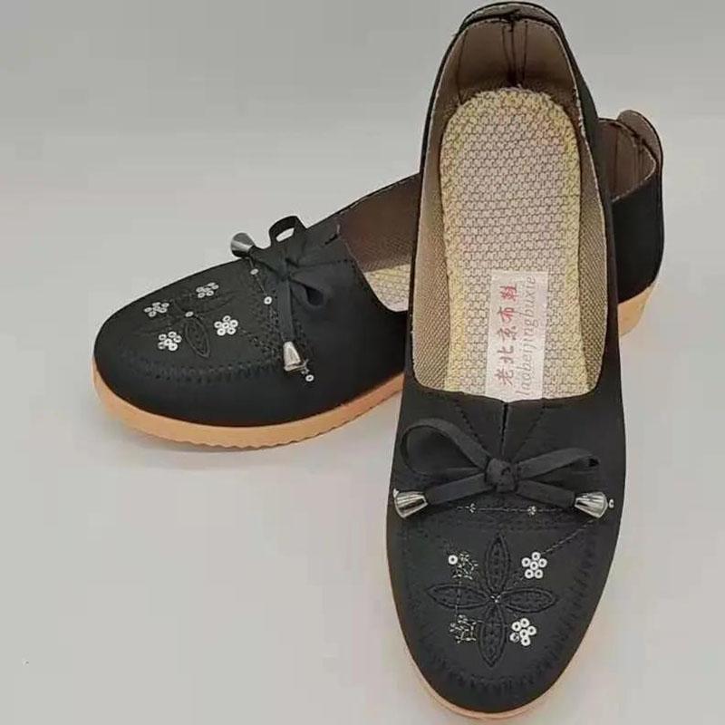 Old Beijing Cloth Shoes Female Mother Shoes Solid Color Work Shoes Pump Flat Shoes Casual Comfortable Grandma Shoes