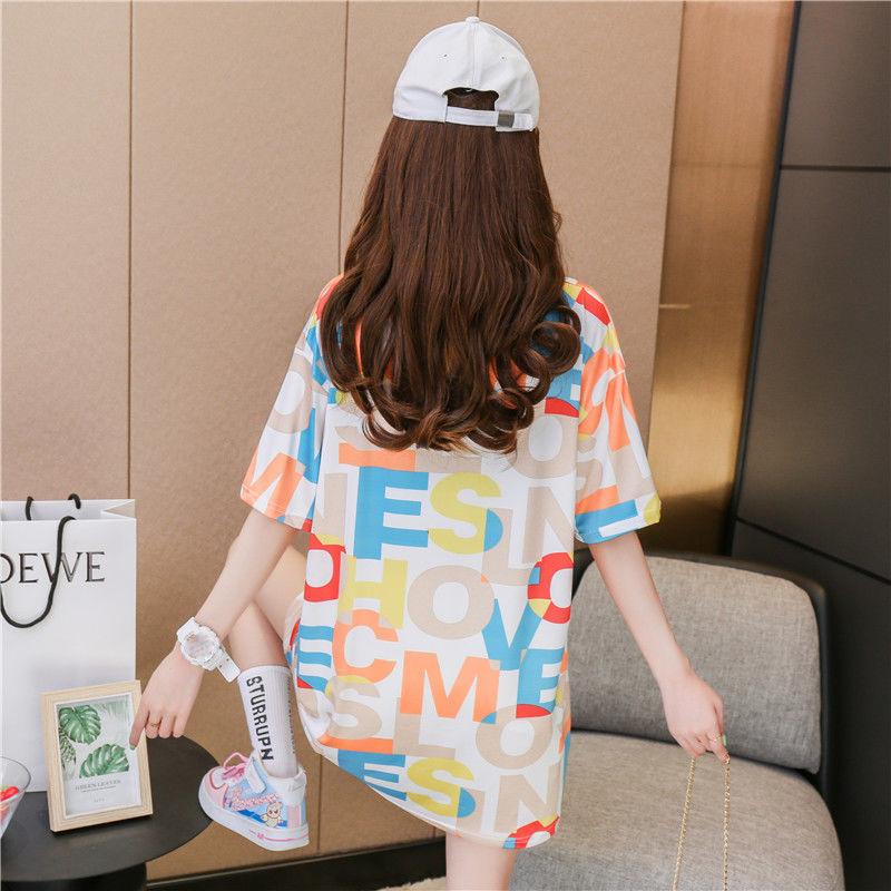 Mid-length T-shirt Loose Lazy Style T-shirt Women's Short-sleeved Plus Size Blouse Women's Loose Casual Plus Size Women's Mid-length T-shirt