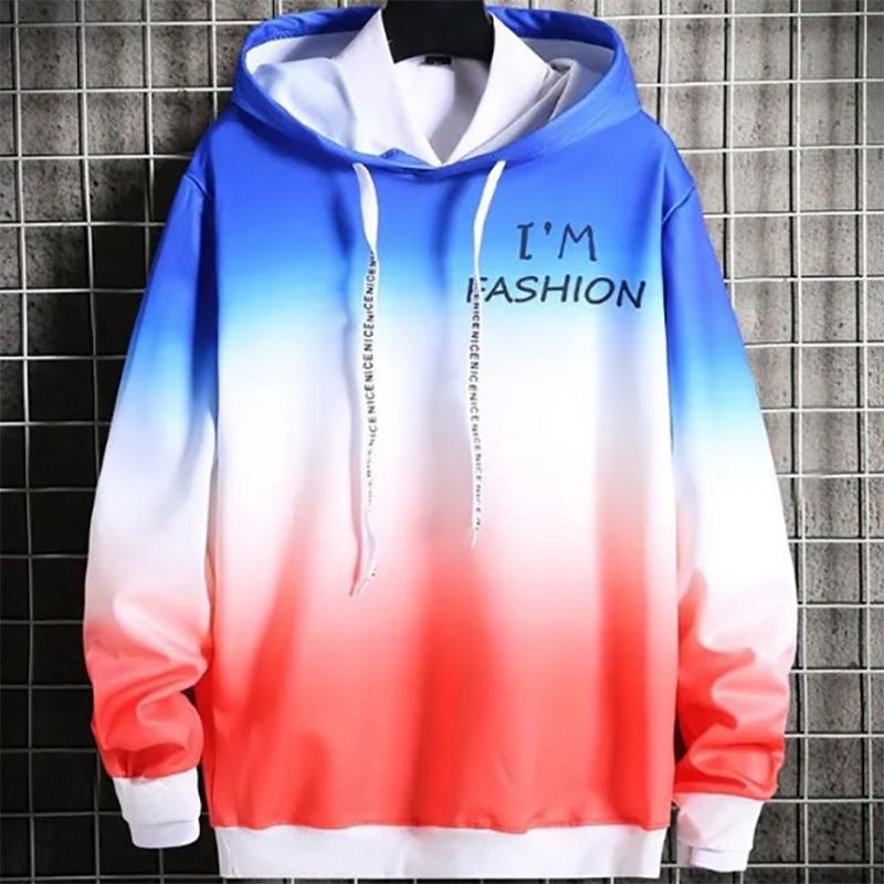 Hooded Sweater Men's Sweater Loose Large Size Gradient Color Long-sleeved Sweatshirts Autumn Trend Couple Jacket