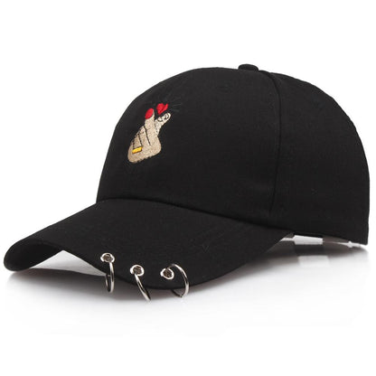 Baseball Caps Hat Embroidery Finger Peaked Cap Bend Long Adjustable Hat