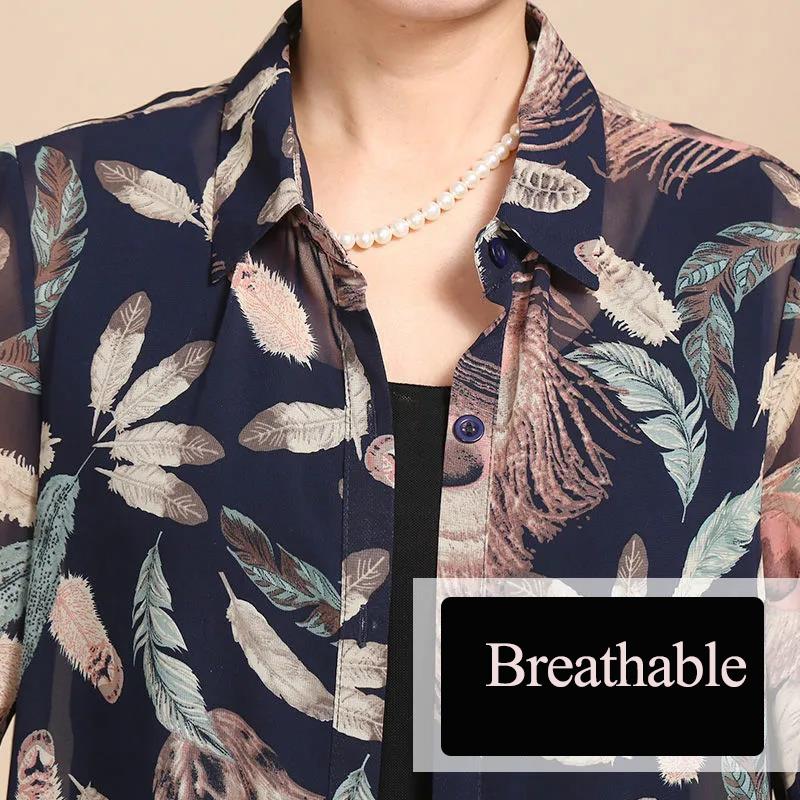 Women's Sun-Dress 1pcs Chiffon Cardigan Flowers Sun Protection Clothing Mid-length Plus Size Loose Outer Thin Coat Beach Air-conditioned Rooms